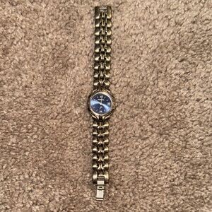 Vintage Fossil F2 Women’s Stainless Steel and Blue Wristwatch